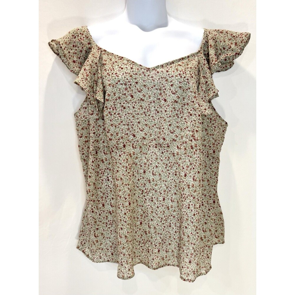 Women’s Venezia Floral Ruffle Blouse Plus Size 22/24 (3X) Y2k V-Neck Top Pretty